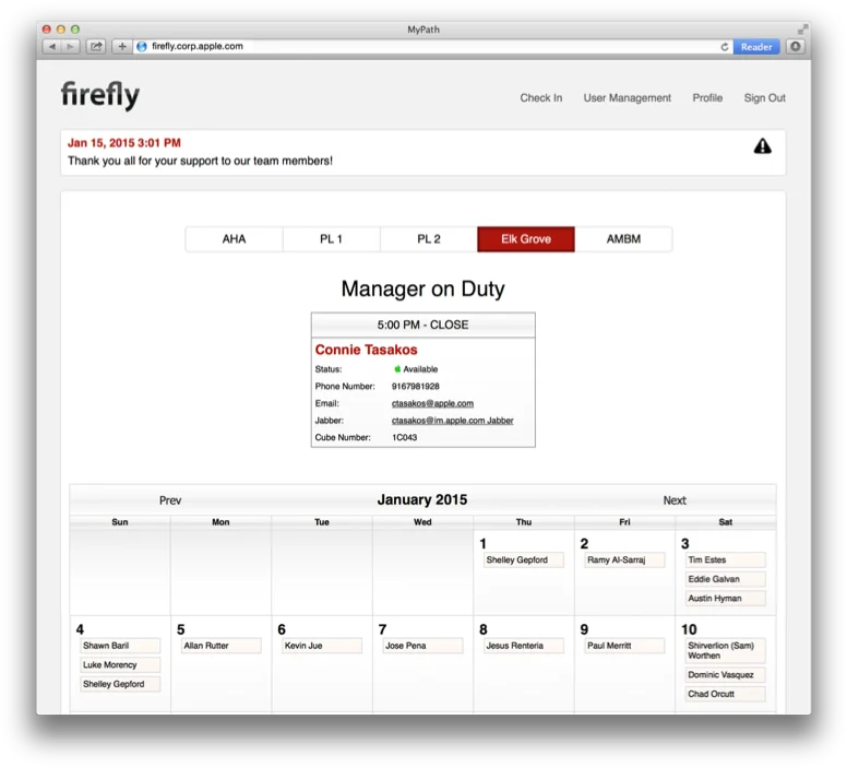 Firefly Manager Check-In